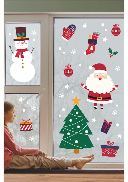 Yılbaşı Temalı Cam Duvar Mobilya Sticker 35X100 cm