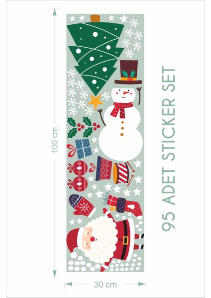 Yılbaşı Temalı Cam Duvar Mobilya Sticker 35X100 cm fiyatları