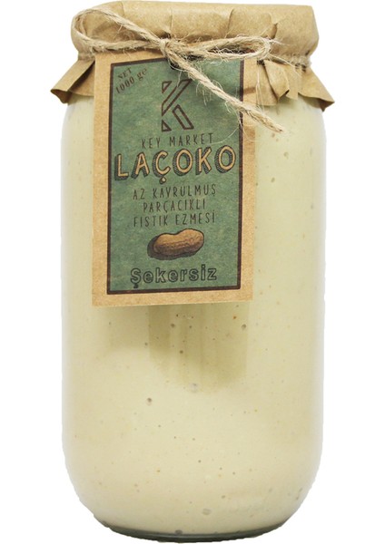 1 KG Şekersiz, Katkısız, Glutensiz, Vegan, Doğal Az Kavrulmuş (ÇİĞ) Parçacıklı Extra Crunchy Yer Fıstığı Ezmesi (1 KG)