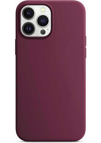 Apple iPhone 14 Pro Max Kılıf Liquid Lansman Silikon Bordo
