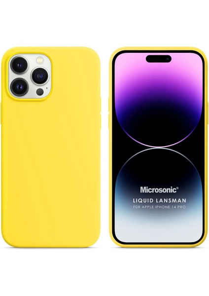 Apple iPhone 14 Pro Kılıf Liquid Lansman Silikon Sarı