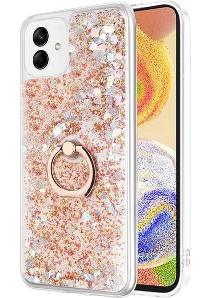 Samsung Galaxy A04 Kılıf Glitter Liquid Holder Gold
