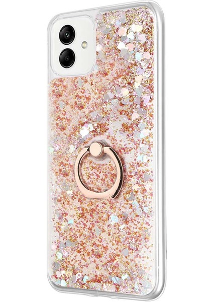 Samsung Galaxy A04 Kılıf Glitter Liquid Holder Gold