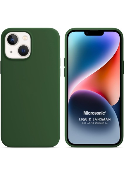 Apple iPhone 14 Kılıf Liquid Lansman Silikon Koyu Yeşil