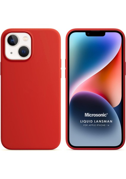 Apple iPhone 14 Kılıf Liquid Lansman Silikon Kırmızı