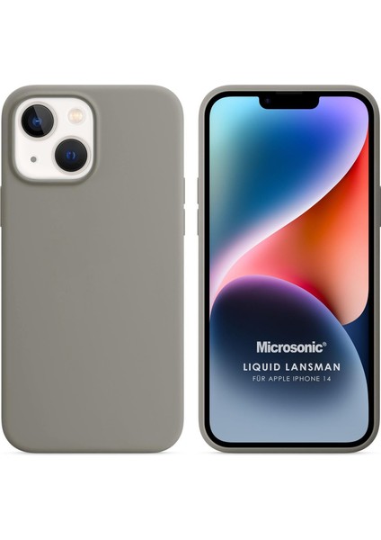 Apple iPhone 14 Kılıf Liquid Lansman Silikon Gri