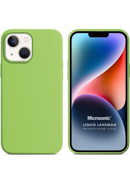 Apple iPhone 14 Plus Kılıf Liquid Lansman Silikon Açık Yeşil