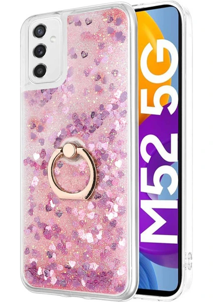 Samsung Galaxy M52 Kılıf Glitter Liquid Holder Pembe