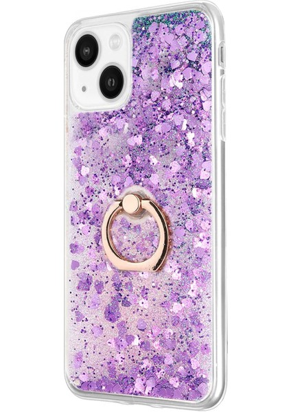 Apple iPhone 13 Kılıf Glitter Liquid Holder Mor