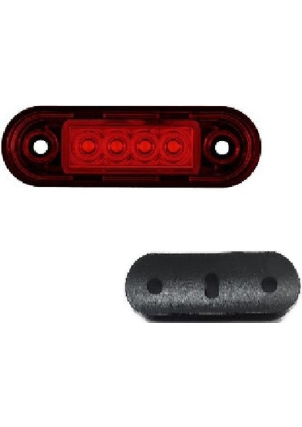 Formplas Parmak Lamba Lastikli (Krom Boru Tipi) 4 Led'li 83MM 12V-24V Kırmızı