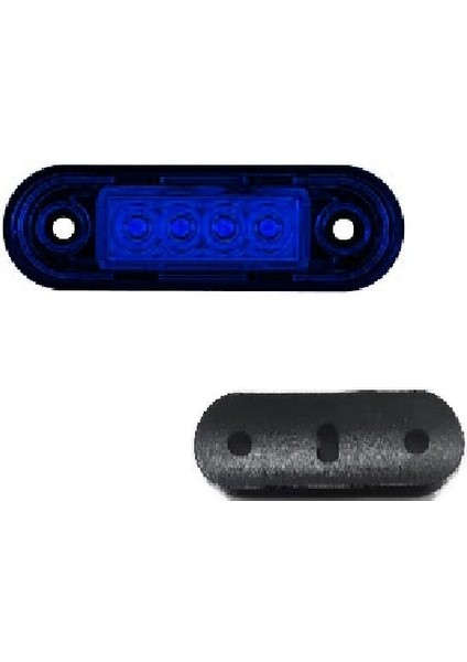 Formplas Parmak Lamba Lastikli (Krom Boru Tipi) 4 Led'li 83MM 12V-24V Mavi