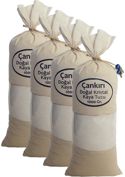 Çankırı Kristal Kaya Tuzu Ince Çekilmiş Beyaz Bez Torbada 4 kg