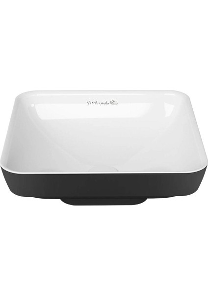 Water Jewels Siyah Beyaz Kare Tezgah Üstü Çanak Lavabo 40 cm 4441B497-1747