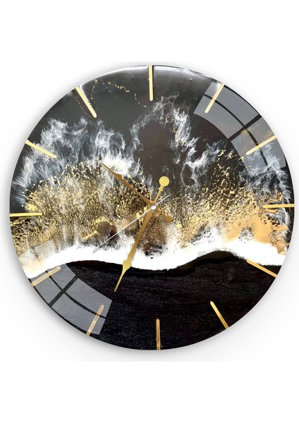 Gold Desen Cam Saat - 40 cm