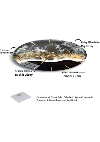 Gold Desen Cam Saat - 40 cm fırsatları