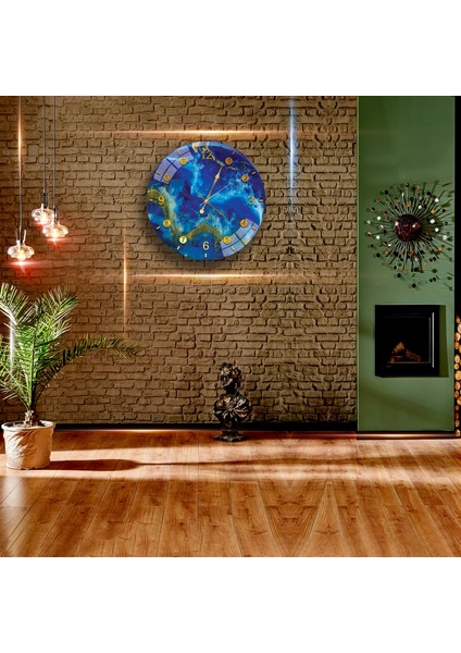 Mermer Desen Cam Saat - 40 cm modelleri