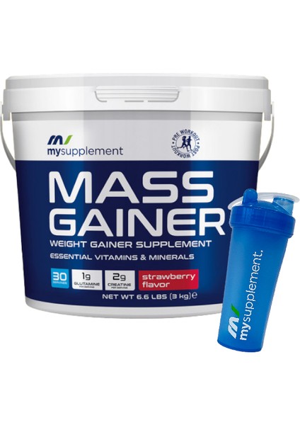 Mysupplement Mass Gainer Karbonhidrat Tozu Çilek 3000 gr