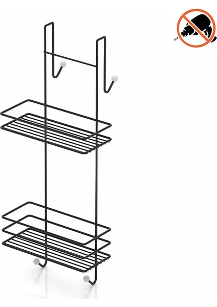 Iki Katlı Asmalı Duşakabin Rafı - Siyah