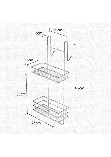 Iki Katlı Asmalı Duşakabin Rafı - Siyah
