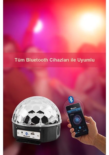 Disko Topu Renkli LED Işıklı Bluetooht Özellikli Sese Duyarlı Mp3 Çalar