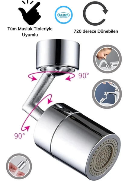 720 Derece Dönebilen Filtreli Musluk Başlığı Evrensel Fonksiyonlu Tasarruflu Mutfak Lavabo Başlığı