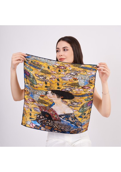 %100 Ipek Fular Bandana | Gustav Klimt Lady With Fan