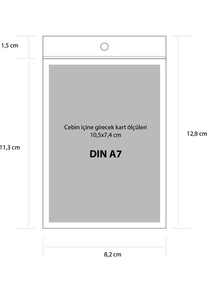 Ürün Etiketi Cebi, Üstten Delikli Şeffaf Yumuşak Plastik Cep 82X128 mm - 100ADET