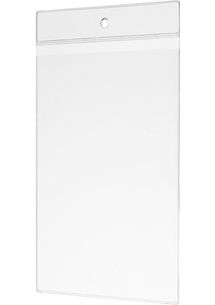 Ürün Etiketi Cebi, Üstten Delikli Şeffaf Yumuşak Plastik Cep 82X128 mm - 100ADET