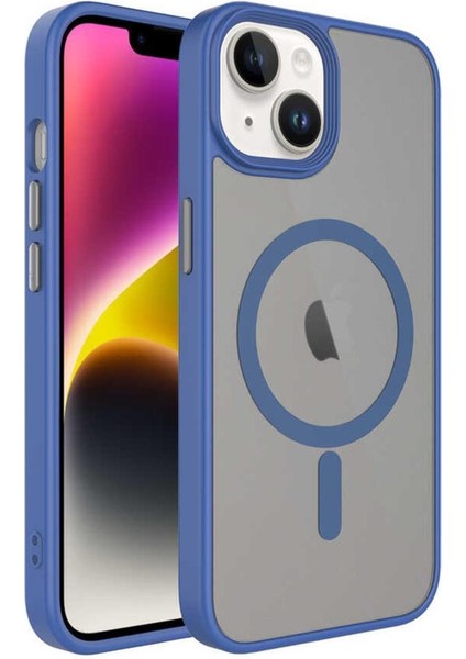 Apple iPhone 14 Plus Kılıf Mat Arka Yüzey Wireless Şarj Özellikli Flet Magsafe Kapak
