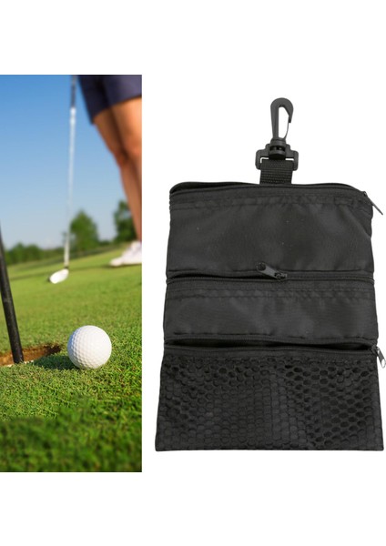 Toka Depolama Çantası Golf Malzemeleri ile Fermuar ile Küçük Golf Top Çanta Siyah (Yurt Dışından) modelleri