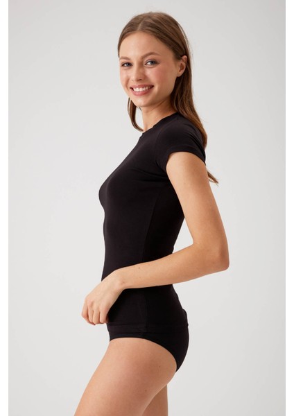 2'li Ekonomik Paket Siyah-Beyaz 1005-2 Kısa Kol Basic T-Shirt / Atlet