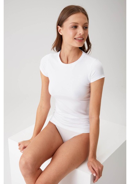 2'li Ekonomik Paket Beyaz 1005-2 Kısa Kol Basic T-Shirt / Atlet fiyatları