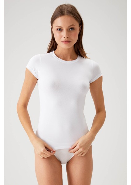 2'li Ekonomik Paket Beyaz 1005-2 Kısa Kol Basic T-Shirt / Atlet modelleri