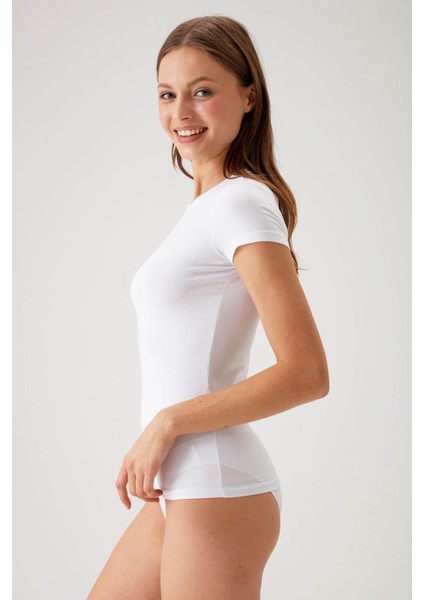 2'li Ekonomik Paket Beyaz 1005-2 Kısa Kol Basic T-Shirt / Atlet fırsatları