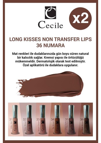 Cecile dolgunlaştırıcı Nemlendirici Etkili Kalıcı Lip Gloss No:36 X2