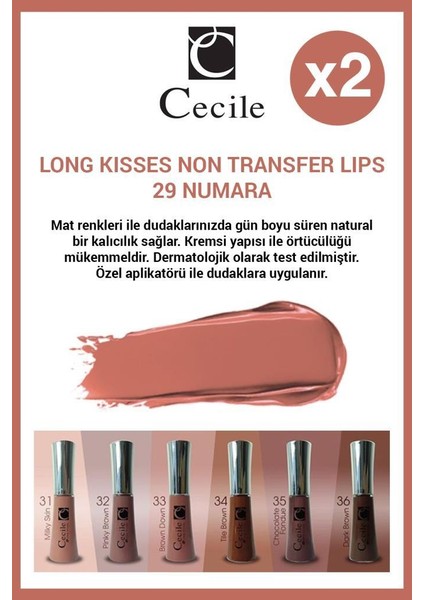 Cecile dolgunlaştırıcı Nemlendirici Etkili Kalıcı Lip Gloss No:29 X2