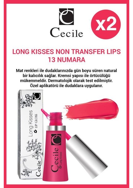 Cecile dolgunlaştırıcı Nemlendirici Etkili Kalıcı Lip Gloss No:13 X2