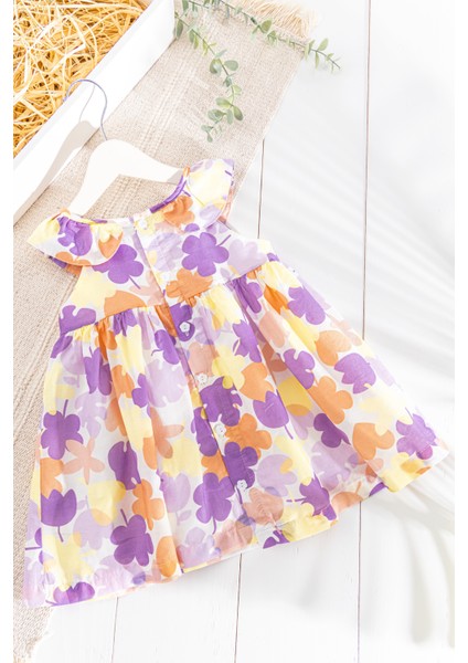Çiçek Desenli Fiyonklu Yazlık Kız Bebek/çocuk Elbise