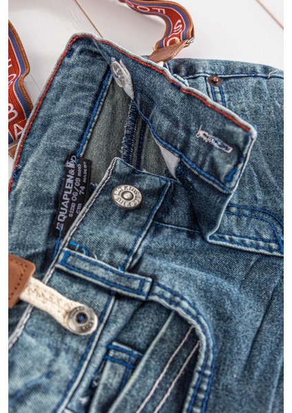 Denim Kumaş Askılı Erkek Bebek Kot Pantolon