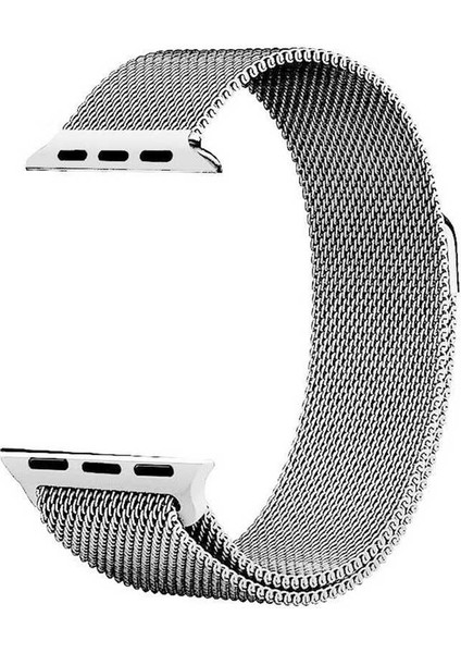Apple Watch 5 40MM Mıknatıslı Hasır Metal Kordon Gümüş Kordon-01
