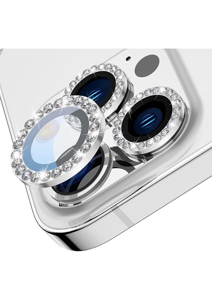 Iphone 14 Pro ve 14 Pro Max Uyumlu Taşlı Kamera Lens Koruyucu