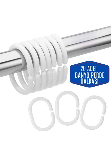 20 Adet Banyo Perde Halkası
