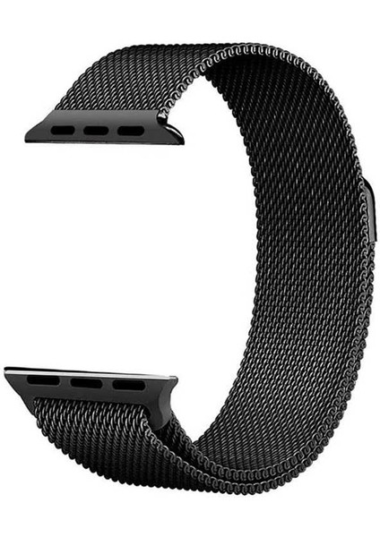 Apple Watch 4 40MM Mıknatıslı Hasır Metal Kordon Siyah Kordon-01