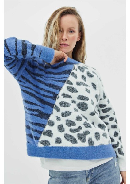 Fermuar Detaylı Bluz Mavı fiyatları