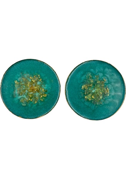 Altın Varaklı Turkuaz Epoksi Bardak Altılığı 9 cm 2'li Set modelleri