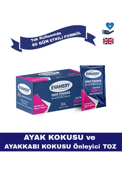 Ayakkabı - Ayak Kokusu Önleyici Toz - 1 Kutuda 10 Adet - Tek Kullanımda 60 Güne Kadar Etkili