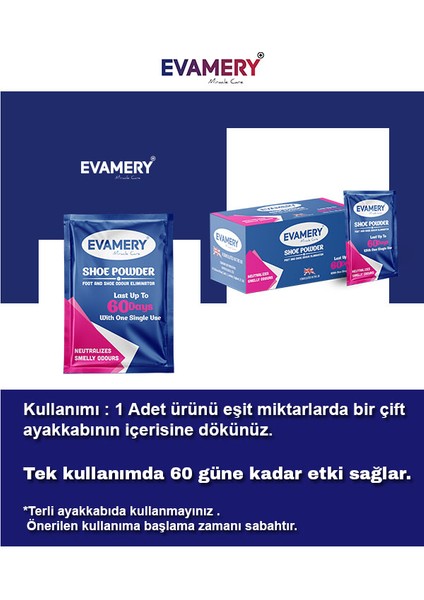 Ayakkabı - Ayak Kokusu Önleyici Toz - 1 Kutuda 10 Adet - Tek Kullanımda 60 Güne Kadar Etkili