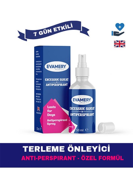Terleme Önleyici Antiperspirant Sprey İz Bırakmaz - Gün Boyu Kuruluk El Ayak ve Koltuk Altı 50 ml