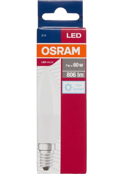 4058075311916 Led Value CLB60 7W/865 E14 Fr 10'lu Paket