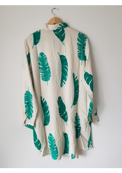 Krem Yeşil Tüy Desenli Tunik Gömlek modelleri